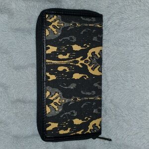 Ten Thousand Villages Damask Canvas And Leather Wallet